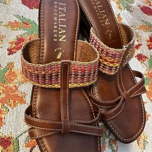 Italian Shoemakers Multicolor Woven Strap Sandals